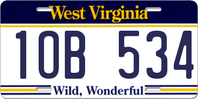 WV license plate 1OB534