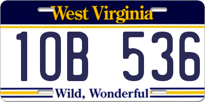 WV license plate 1OB536