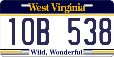WV license plate 1OB538