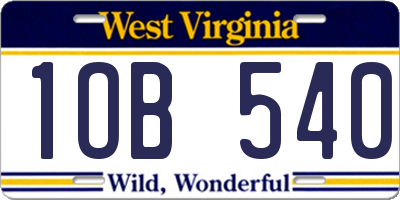 WV license plate 1OB540