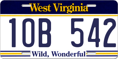 WV license plate 1OB542