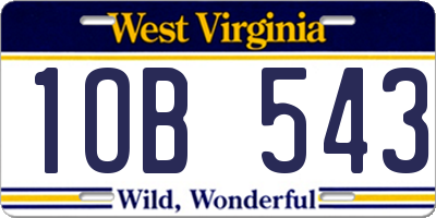 WV license plate 1OB543