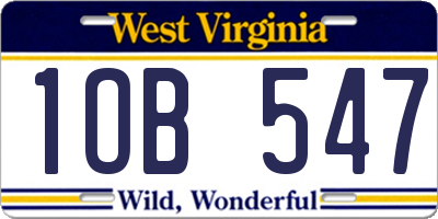 WV license plate 1OB547