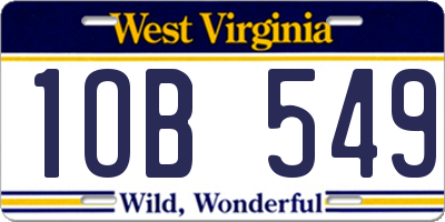WV license plate 1OB549