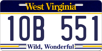 WV license plate 1OB551