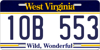 WV license plate 1OB553