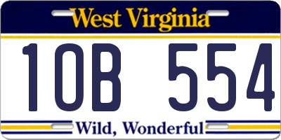 WV license plate 1OB554