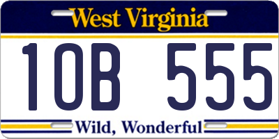 WV license plate 1OB555