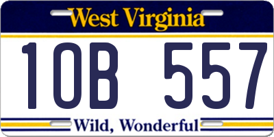 WV license plate 1OB557