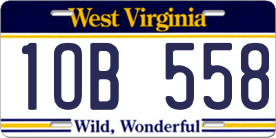 WV license plate 1OB558