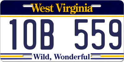 WV license plate 1OB559