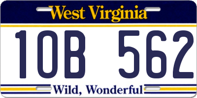 WV license plate 1OB562