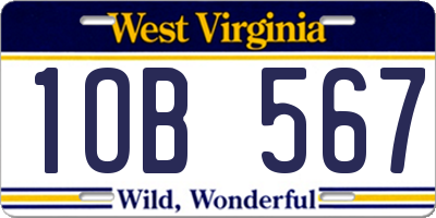 WV license plate 1OB567