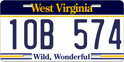 WV license plate 1OB574