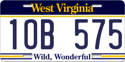 WV license plate 1OB575