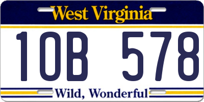WV license plate 1OB578