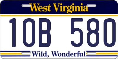 WV license plate 1OB580