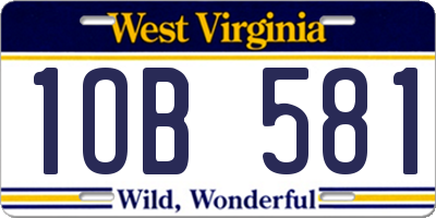 WV license plate 1OB581