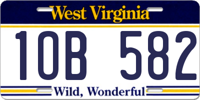 WV license plate 1OB582