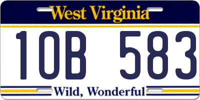 WV license plate 1OB583
