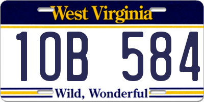 WV license plate 1OB584