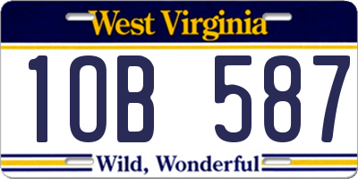 WV license plate 1OB587
