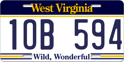 WV license plate 1OB594