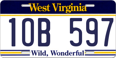 WV license plate 1OB597