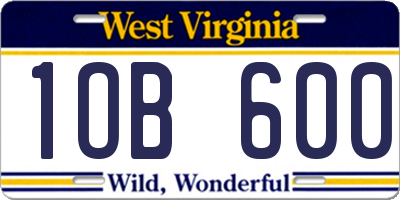 WV license plate 1OB600