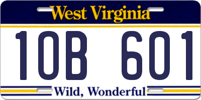 WV license plate 1OB601
