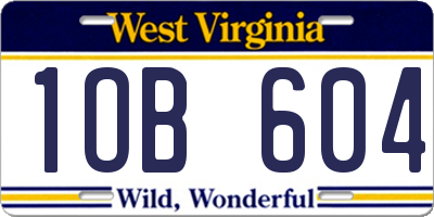 WV license plate 1OB604