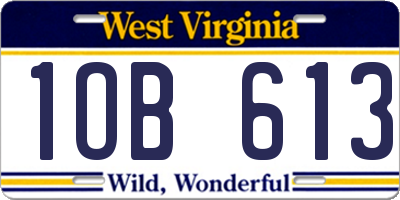 WV license plate 1OB613