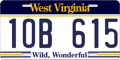 WV license plate 1OB615