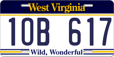 WV license plate 1OB617
