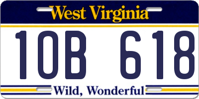WV license plate 1OB618