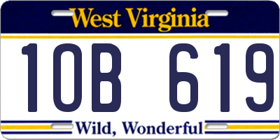 WV license plate 1OB619