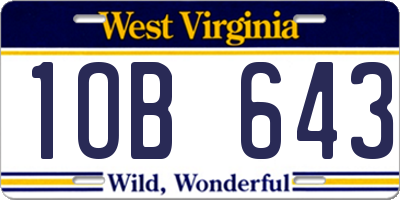 WV license plate 1OB643