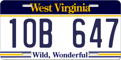 WV license plate 1OB647
