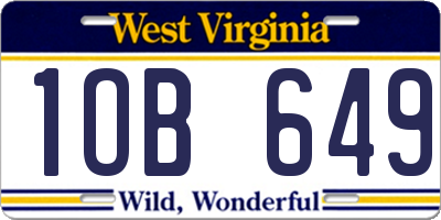 WV license plate 1OB649