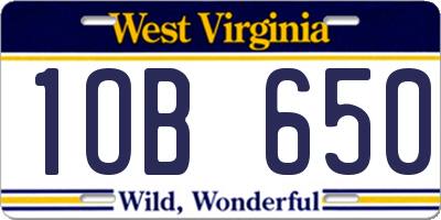 WV license plate 1OB650