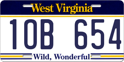 WV license plate 1OB654