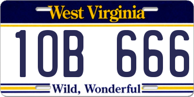 WV license plate 1OB666