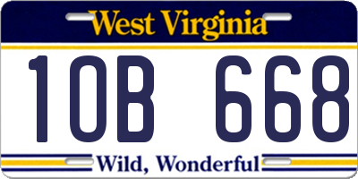 WV license plate 1OB668