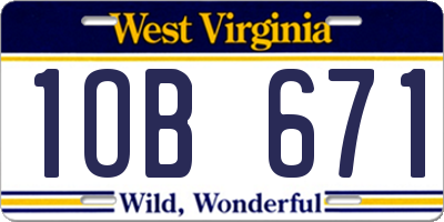 WV license plate 1OB671