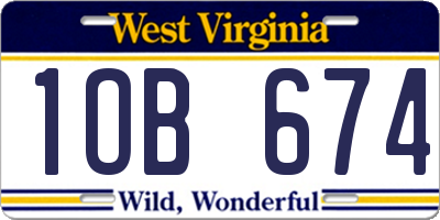 WV license plate 1OB674