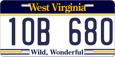 WV license plate 1OB680