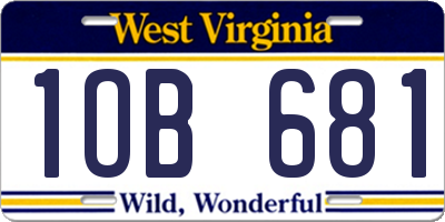 WV license plate 1OB681