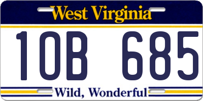 WV license plate 1OB685