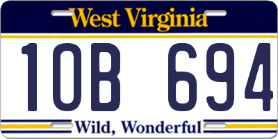 WV license plate 1OB694