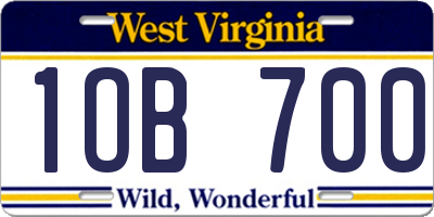 WV license plate 1OB700